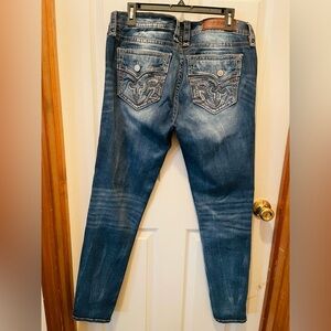 Rock Revival Blue Skinny Jeans with Decorative Stitching